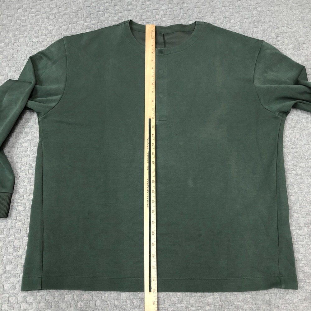 Lululemon Shirt Mens XL Green Henley Long Sleeve Snap Front Performance LM3EQMS - Picture 6 of 14